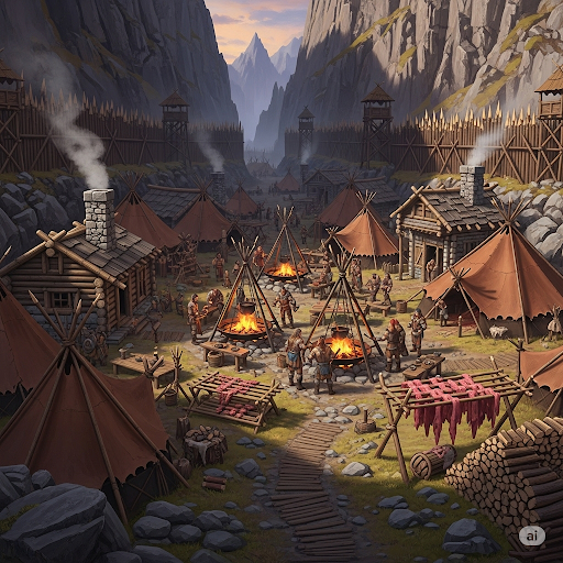 Na obrázku je část hlavního tábora Kamenné srdce